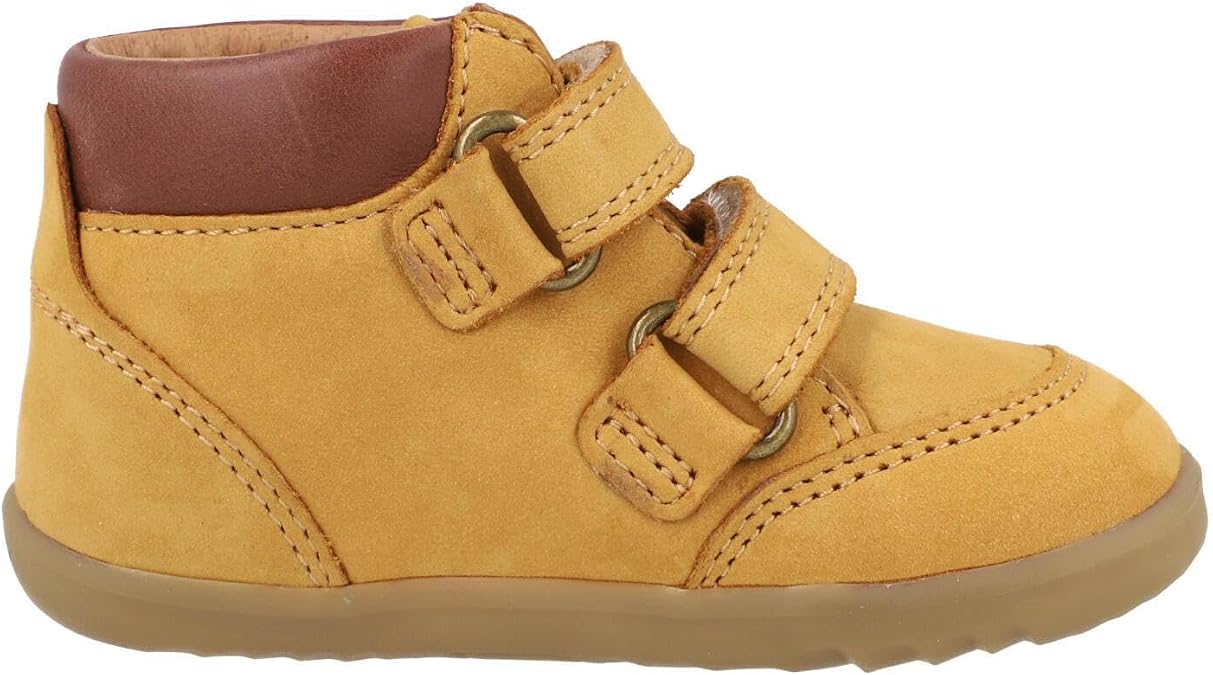 Bobux Step Up Timber Boots Oak Buff Nubuck Leather Kids Padded Ankle Adjustable Straps
