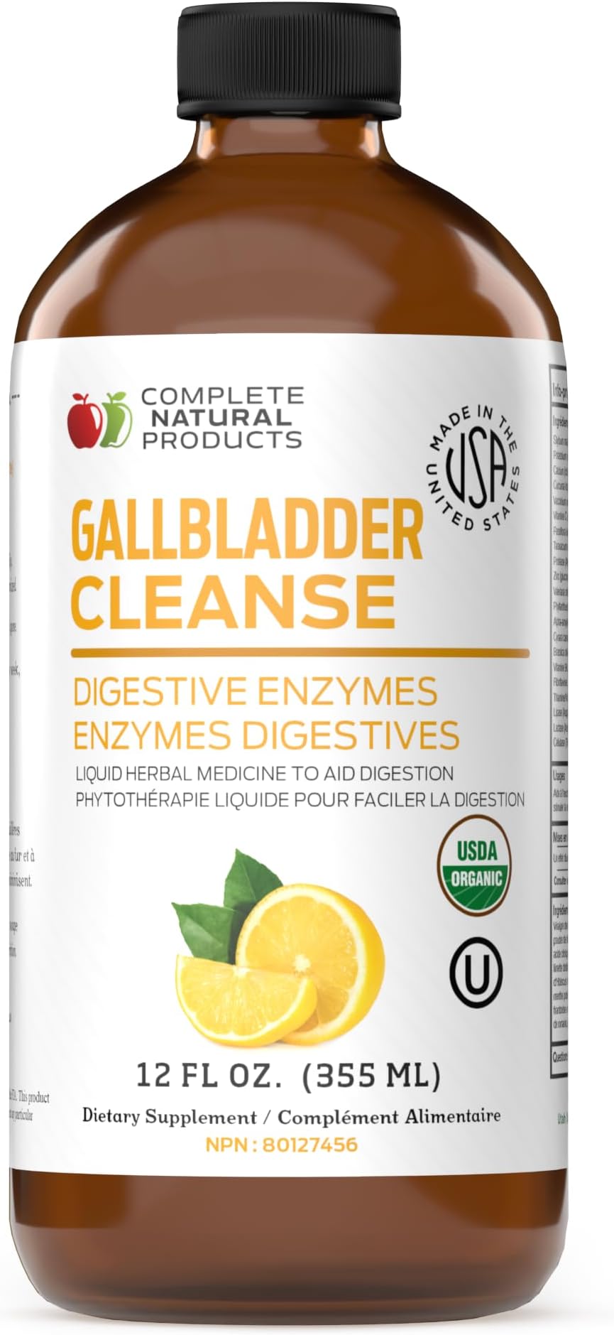 Complete Natural Gallbladder Complete - Liquid Supplement for Gallbladder Support, Liver Cleanse, and Digestive Health with Apple Cider Vinegar, Turmeric, Beet, Digestive Enzymes, Milk Thistle - 12oz