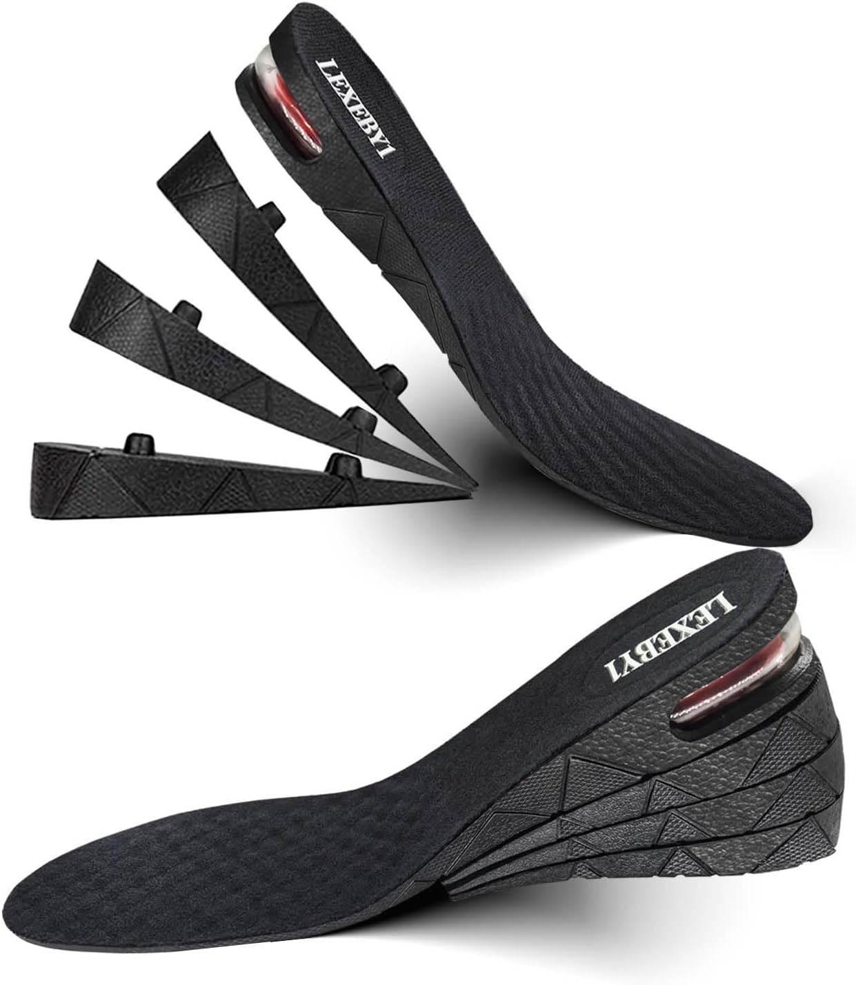 Height Increase Insole, 4-Layer Heel Shoe Lift with Air Cushion Elevator Kits Inserts (ONE Pair) for Men & Women Taller Insoles 1.2" to 3.5” Variable Height
