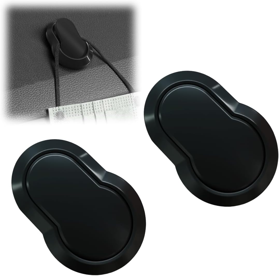 YoRise 2PCS Car Mini Hooks, Carbon Fiber Strong Self-Adhesive Auto Storage Hanging Holder, Multifunctional Car Dashboard Organizer Hook Accessories for Purse, Charging Cable, Key, Mask (Black)