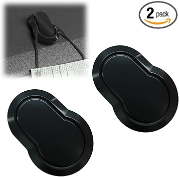YoRise 2PCS Car Mini Hooks, Carbon Fiber Strong Self-Adhesive Auto Storage Hanging Holder, Multifunctional Car Dashboard Organizer Hook Accessories for Purse, Charging Cable, Key, Mask Black