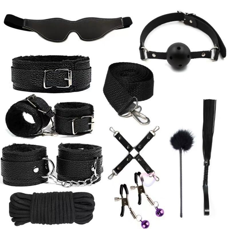 Regalo original de accesorios de cuero negro para parejas con conjunto de protección ajustable