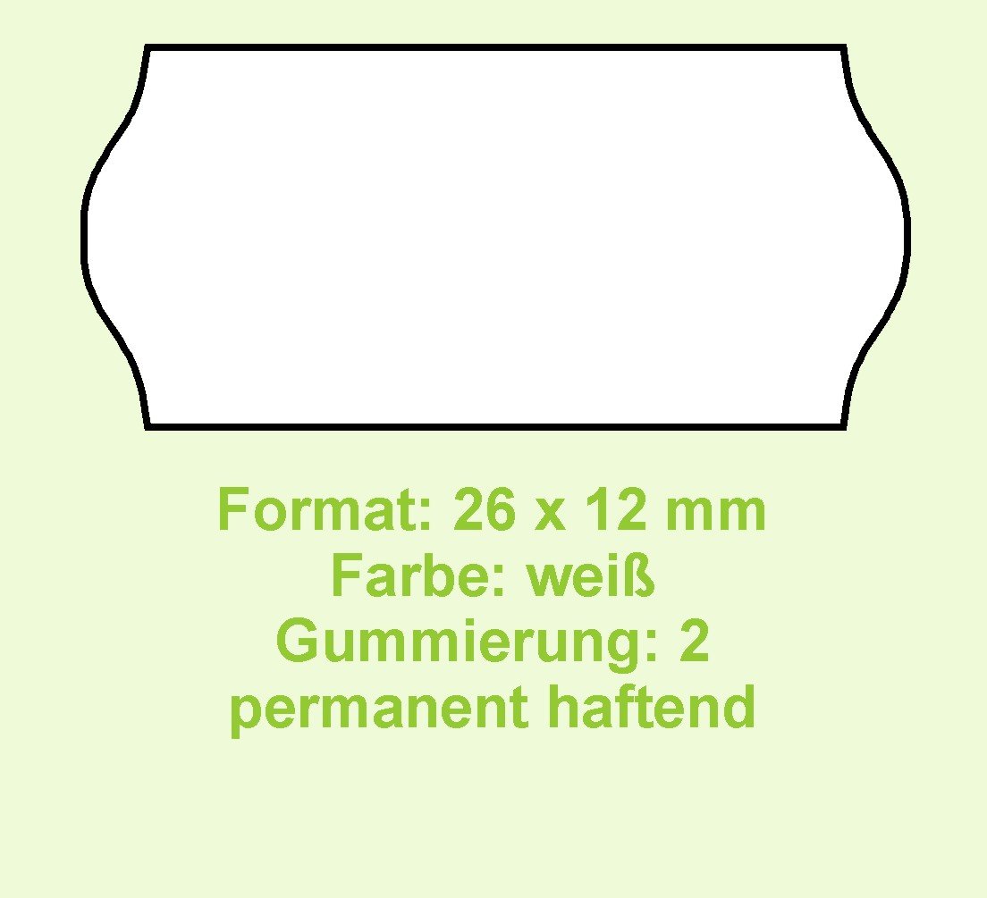 Original CreenLine Haftetiketten Format 26 x 12 mm weiß, Gum 2 (permanent haftend), 36 Rollen, Made in Germany