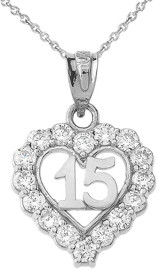 Amazon.com: 15 QUINCEAÃ'ERA HEART NECKLACE IN STERLING SILVER -  Pendant/Necklace Option: Pendant With 16\