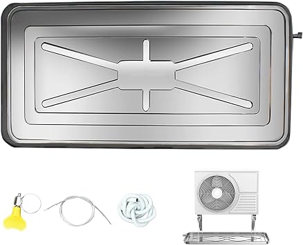 Air Conditioner Drain Pan Kit, Stainless Steel Condensate Drain Pad Air Conditioner Water Drip Tray, No Leak HVAC Units Drip Tray with Drain Kit, for Window Ac and Mini Split Units Size 84