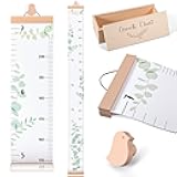 DoubleFill Height Growth Chart Wall for Kids with Wooden Keepsake Box & Hook 7 ft Children Height Measurement Canvas Measure Ruler Baby Growth Tracker Board Removable Nursery Wall Decor(Bird)