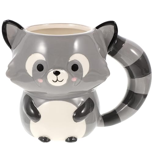 Luxshiny Adorable Raccoon Ceramic Mug: Cute Animal Coffee Cup for Tea, Water, and More - for Home, Office, and Parties 19oz/560ml