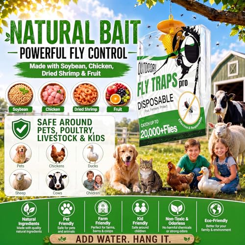 Fly Traps Outdoor Hanging 9 Pack, Add Water Outdoor Flying Insect Trap Fly Traps, Portable Disposable Fly Catcher for Backyard, Ranch, Farm, Barn, Patio & Garbage Areas — view 4