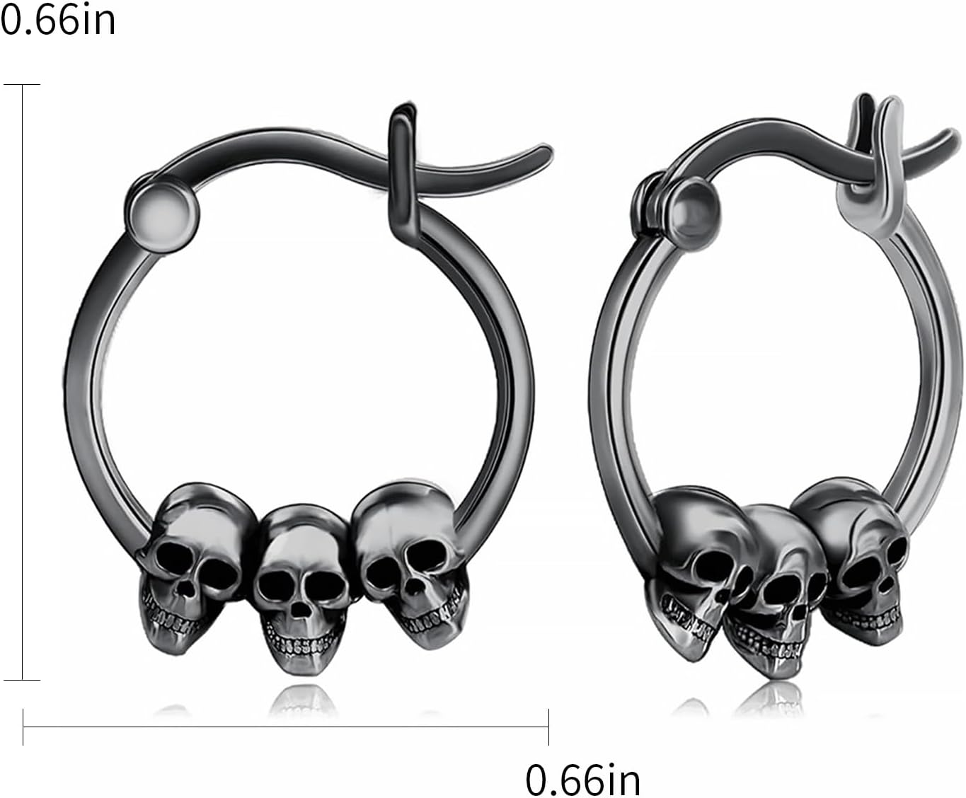 Gothic Skull Stud Earrings - Retro Punk Skeleton Design for Women & Men - Spooky Halloween Jewelry - Image 5