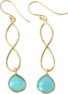 Veracity Jewelry Aqua Chalcedony Handmade Earrings For Women - 18K Gold Plated March Birthstone Aqua Chalcedony Gemstone Earrings - Party / Daily Wear Earrings - Birthday / Anniversary Beautiful Handmade Gifts Item For Women / Girls - VE-453