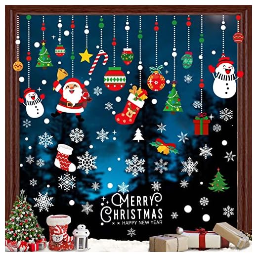 TRABIG 140PCS Noël Autocollants Fenetre pour Accueil/Boutique, Noel Decoration Beaucoup Eléments Classiques de Noël, Porte de Noël Autocollant Amovibles Réutilisable Statique Motif à Double Impression