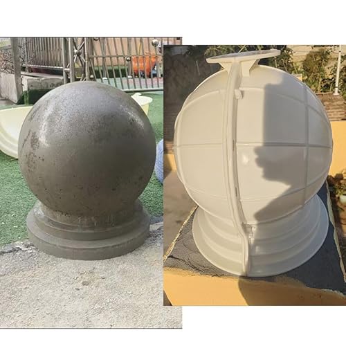 Roman Column Ball Moldfor DIY Balcony Fence Decorative Spherical Garden Cement Casting Mould, Circular Ball Barrier Stones, Cement Road Barriers for Furniture, Balcony Railings Decorative Molds (50cm)