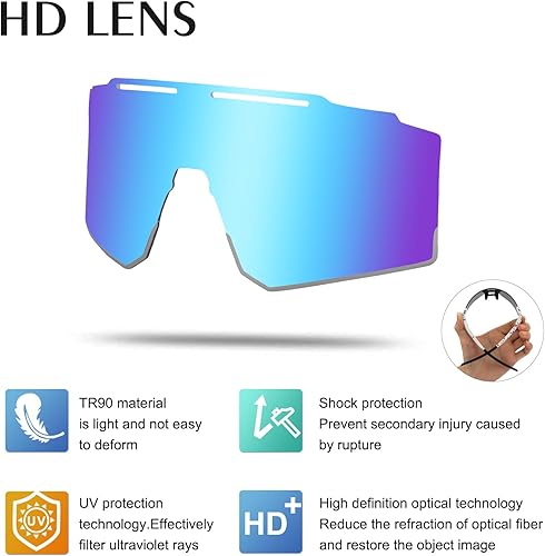 Vista 125 de OULAIQI Cycling Sunglasses Polarized Sunglasses for Cycling Men Women with 1 Lens or 3 Interchangeable Lens Baseball Glasses