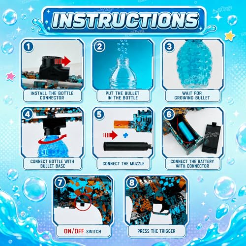 Image of Zest 4 Toyz Automatic Gel Blaster Toy Gun for Kids with 500 Gel Balls | USB Rechargeable Battery Operated Outdoor Target Shooting Game for Boys & Girls Age 6+ Birthday Gift - Assorted