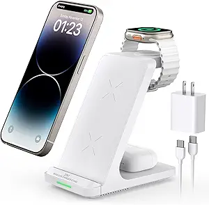 Aukuse 3-in-1 Wireless Charging Station for iPhone, Apple Watch, and AirPods