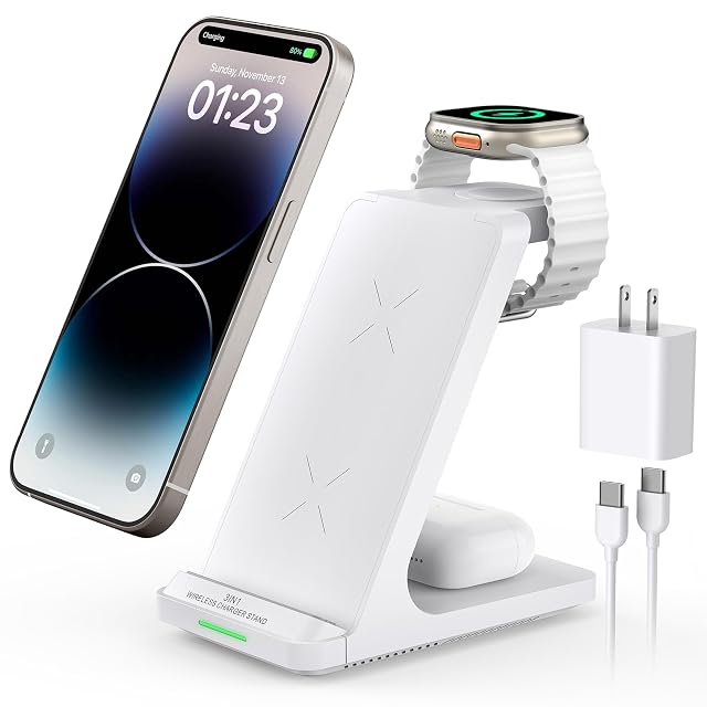 Wireless Charging Station 3 in 1 Fast Wireless Charger Stand for Multiple Devices Apple Watch Ultra Series 11