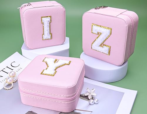 Miniatura 4 de Travel Jewelry Case for WomenInitial A-Z Letter Jewelry Box, Ring Necklace Earring Jewelry Holder Organizer Box with Mirror, Gifts for Women Mom