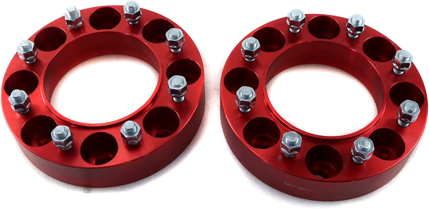 2" Wheel Spacers 8 Lug for Skid Steer Loader, Bolt Pattern 8x8 丨Hub Bore 6"/154mm, 9/16" Studs, Compatible with Bobcat Case CAT John Deere New Holland (Pack of 2)