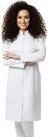 Jaleco Feminino Branco com Zíper Profissional Gola Padre Oxford Premium