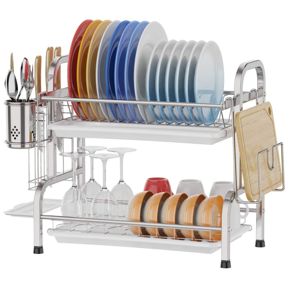 Buy Veckle 2 Tier Dish Rack Stainless Steel Dish Drying Rack with