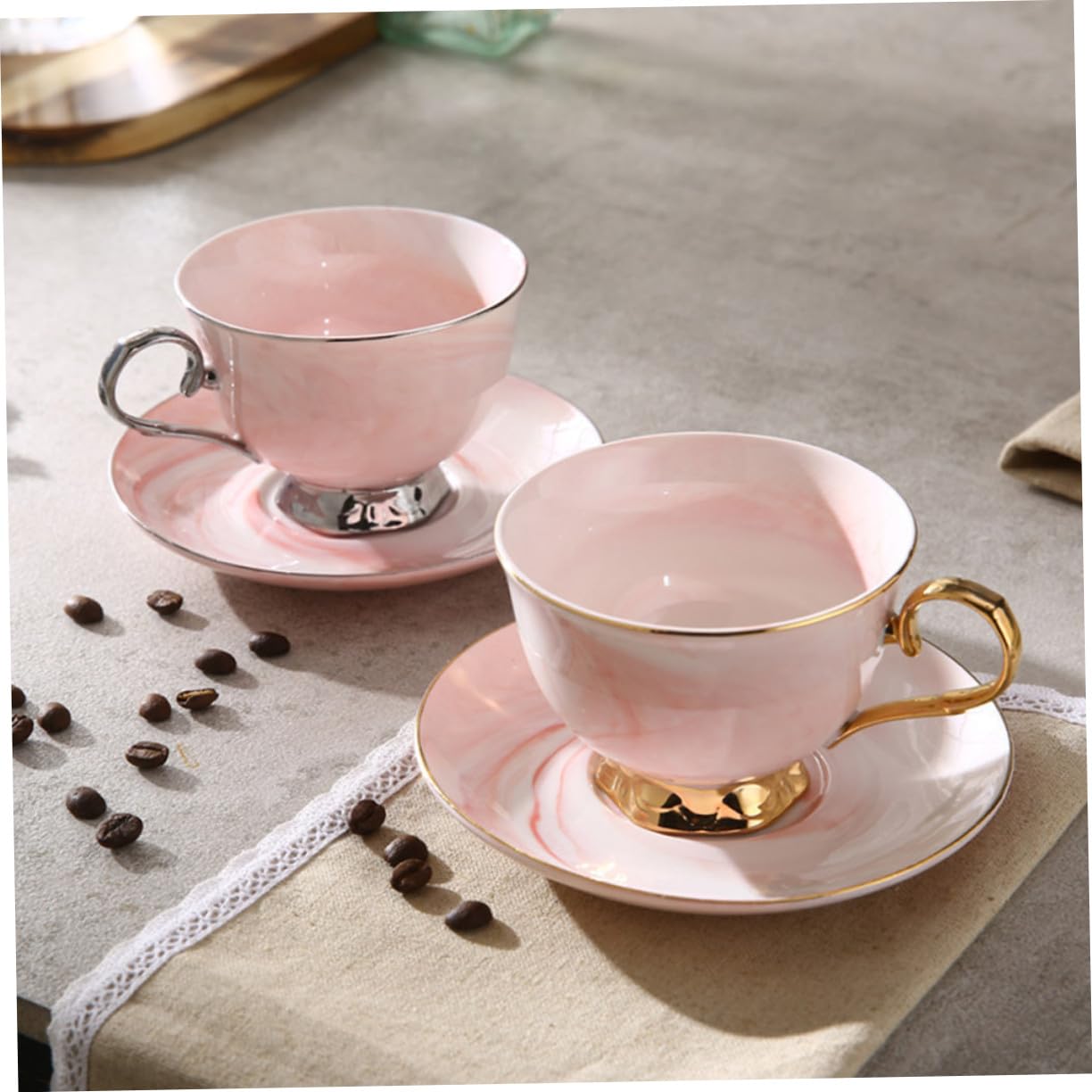 STOBAZA Tazza da Caffè in Ceramica con Piattino di Tazze Nordiche Tazza per Latte in Ceramica per Tè Caffè Espresso Cappuccino Cioccolata Calda