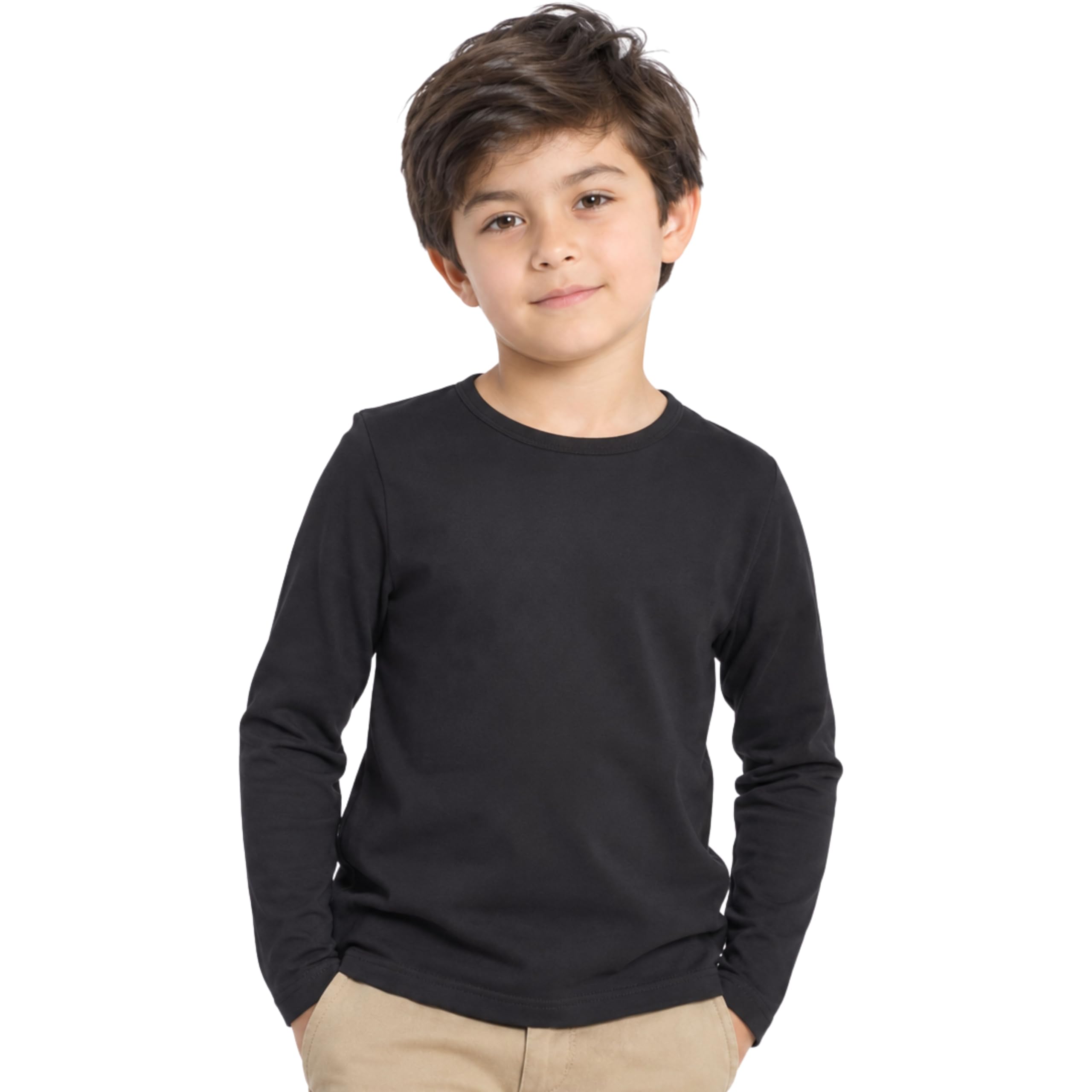 Kids Round Neck Boys T-Shirt Full Sleeves 100% Cotton Ultra Soft Fabric Comfortable Stylish Plain Solid Color Original Branded Winter Tshirt for Boy Kid