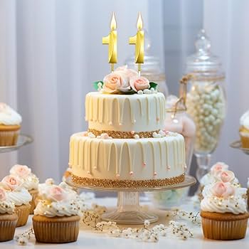バースデーキャンドル Amazon.co.jp: ケーキ用ゴールド11歳の誕生日キャンドル