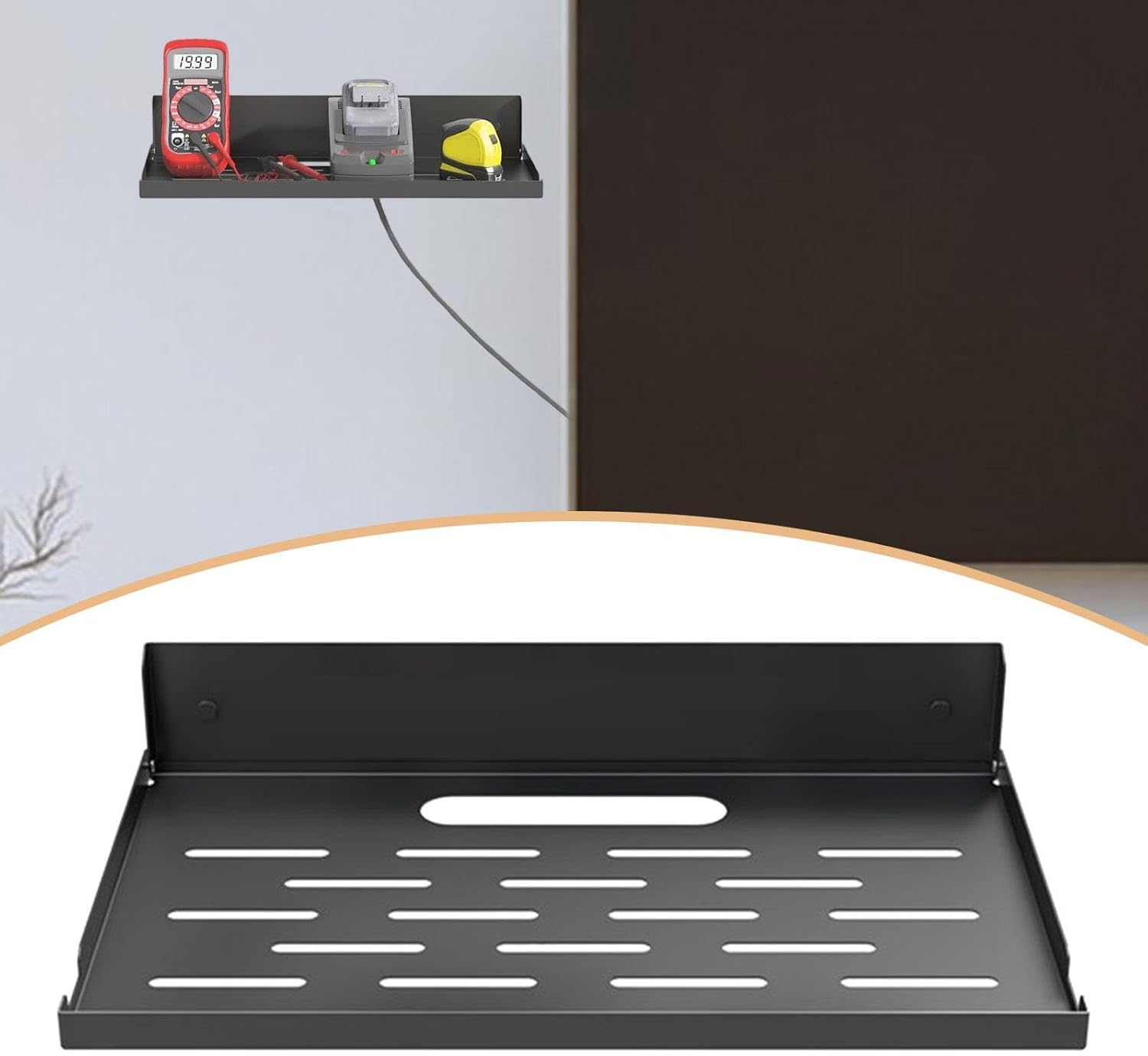 Metal Wall Mount Shelf Router Shelf for TV Components Gaming Camera