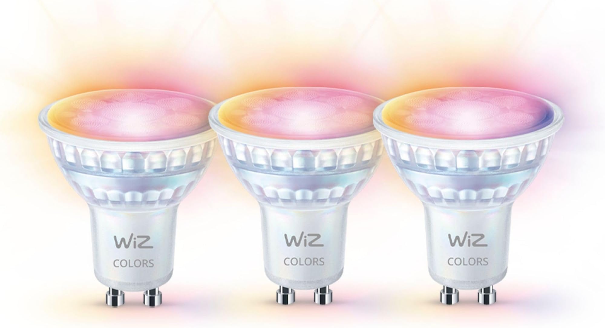 WiZ GU10 Smart LED Lamp in Glass Design - 50 W with 16 Million Colours + White Shades, WiFi/Bluetooth, Voice/App Control, Works with Google Home, Alexa and HomeKit