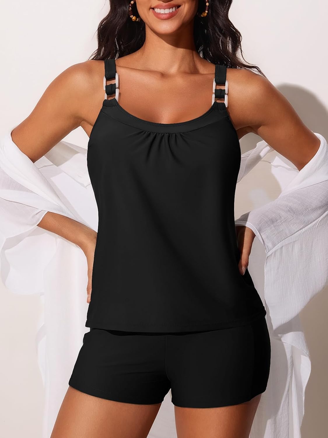 Summer Mae Women's Tankini Swimsuits 2 Piece Tummy Control Bathing Suit with Pocket Shorts Ring Linked 2025 Swimwear - Image 4