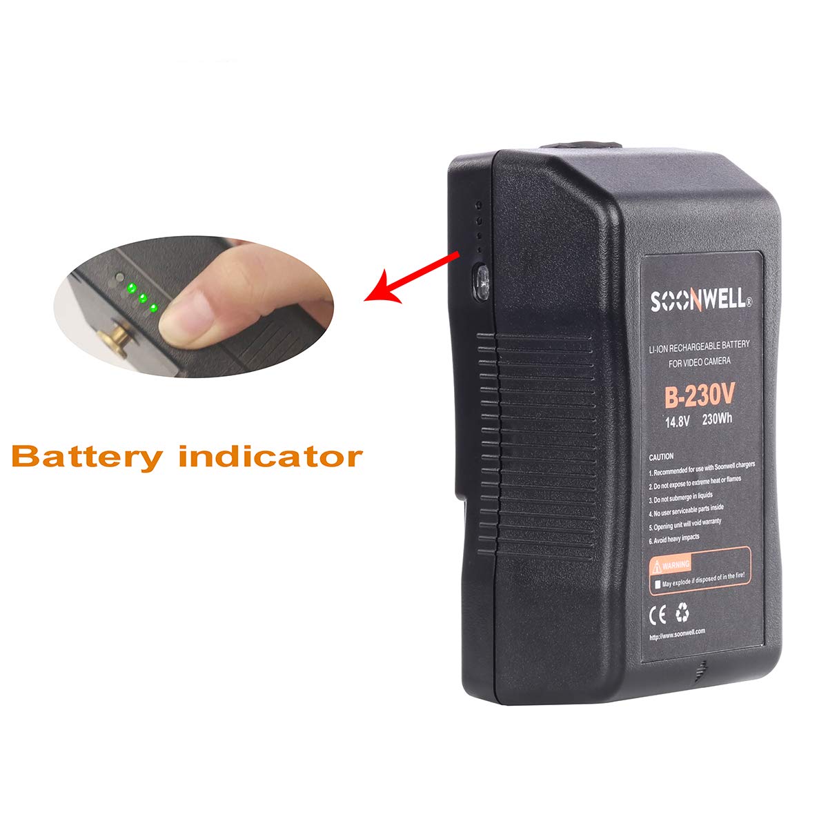 SOONWELL 230Wh 14.8V V Lock Li-ion Camera Battery Rechargeable V  