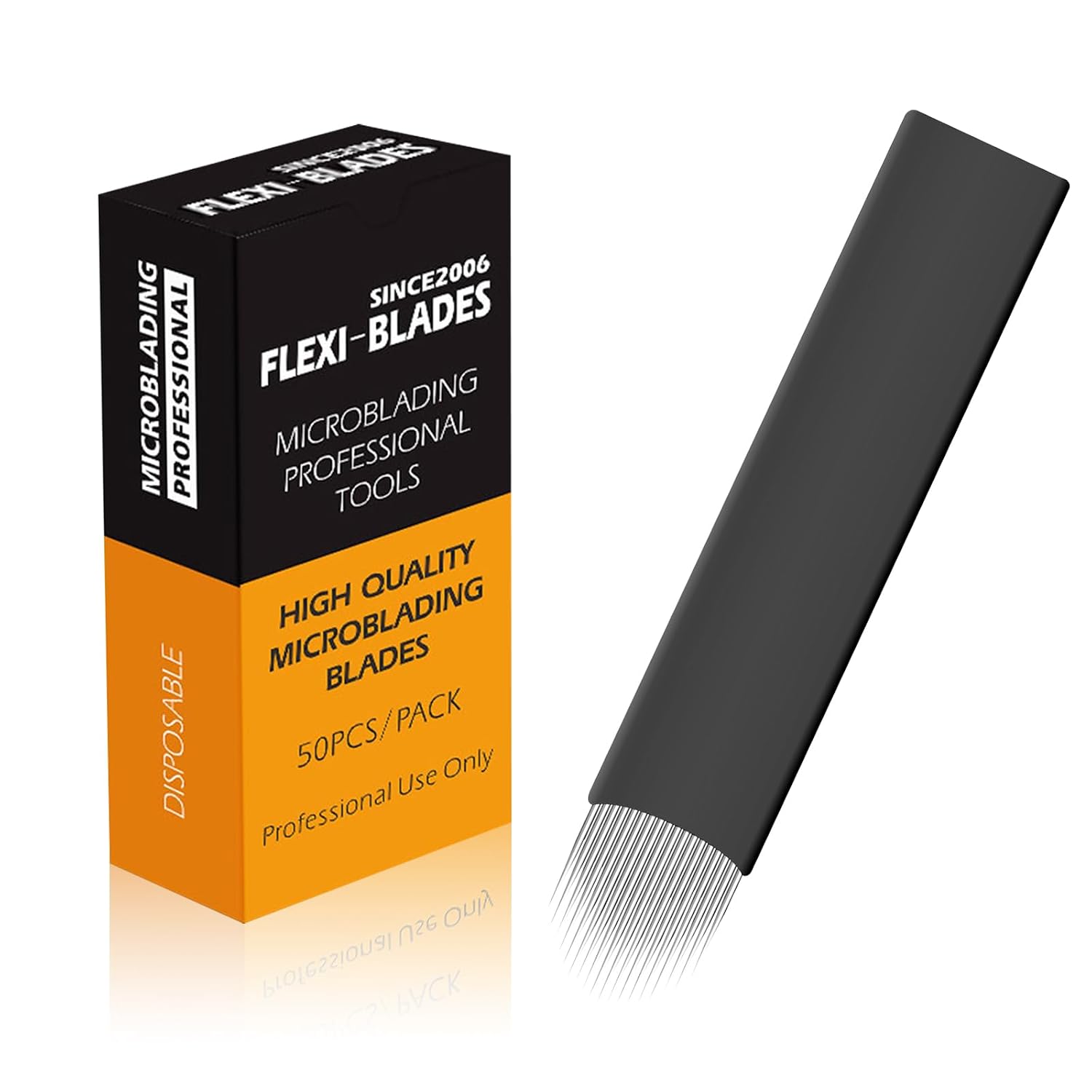50PCS Black Flexible Microblading Eyebrow Disposable Needles U/C Shape 3D Embroidery Blades For Tattoo Manual Pen Microblade Nano Brows Hairstrokes Thinnest Needle in Market (18U-0.15MM)