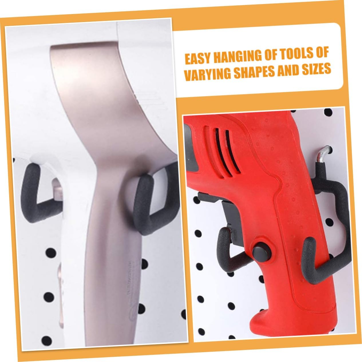 DOITOOL 4pcs Garage Tool Organizer Pegboard Hooks Drill Holder Wall Hangers for Tools