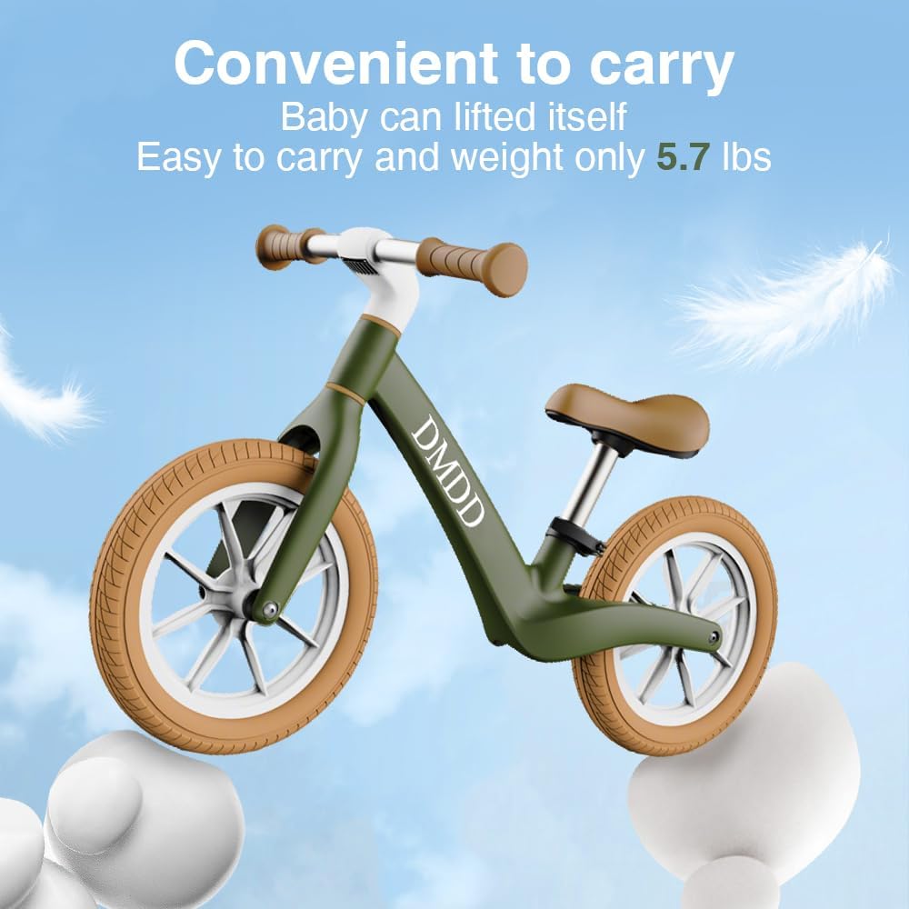 DMDD Toddler Balance Bike 2-5 Years Old, 12”No Pedal Kids Indoor Outdoor Toy Bike,Tool-Free Adjustments Seat, Lightweight First Bike Gift for 2-5 Boys Girls