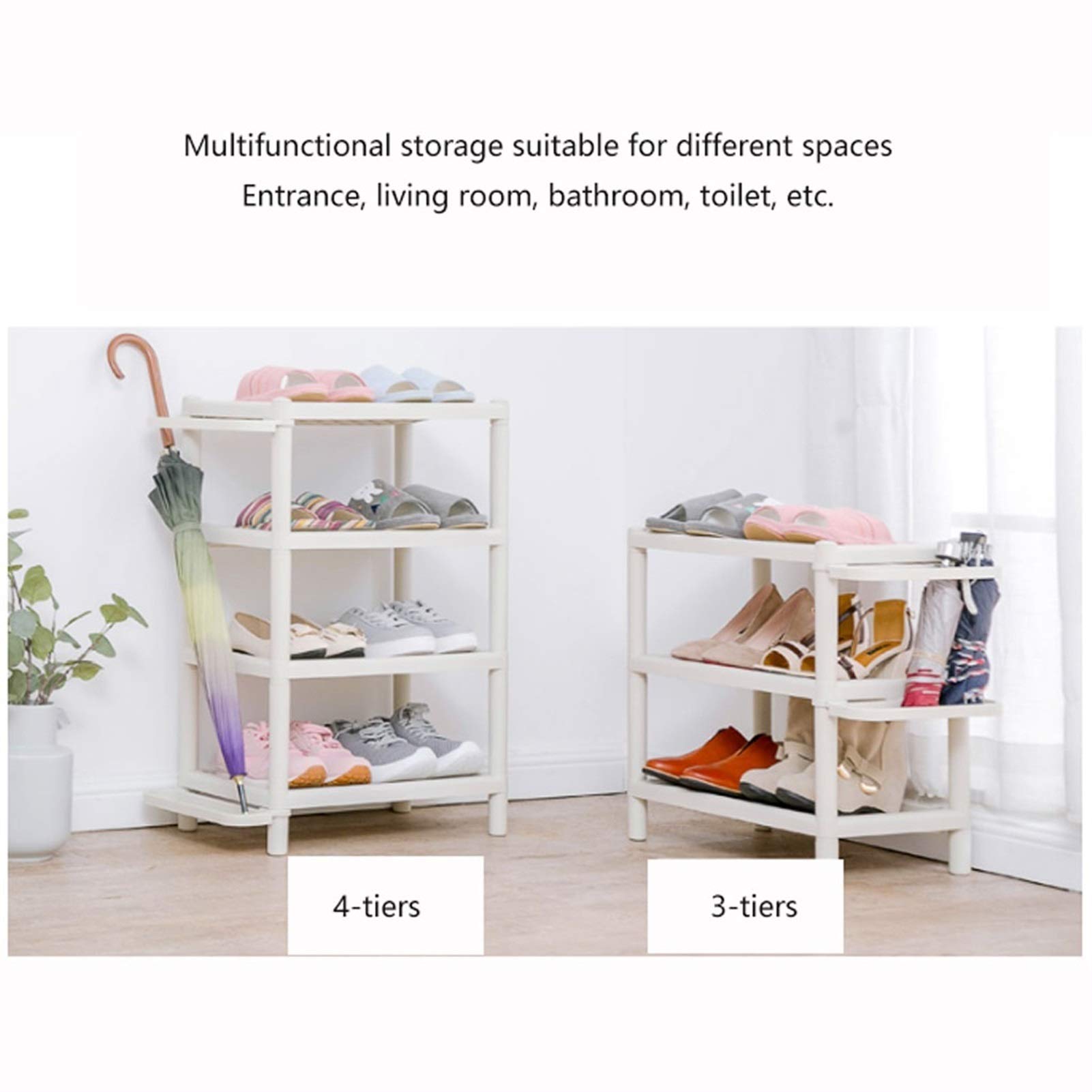 Generico Scaffale portascarpe a 3 Livelli, scaffale Multiuso in Resina, per Ingresso, Bagno, Soggiorno, 72 cm