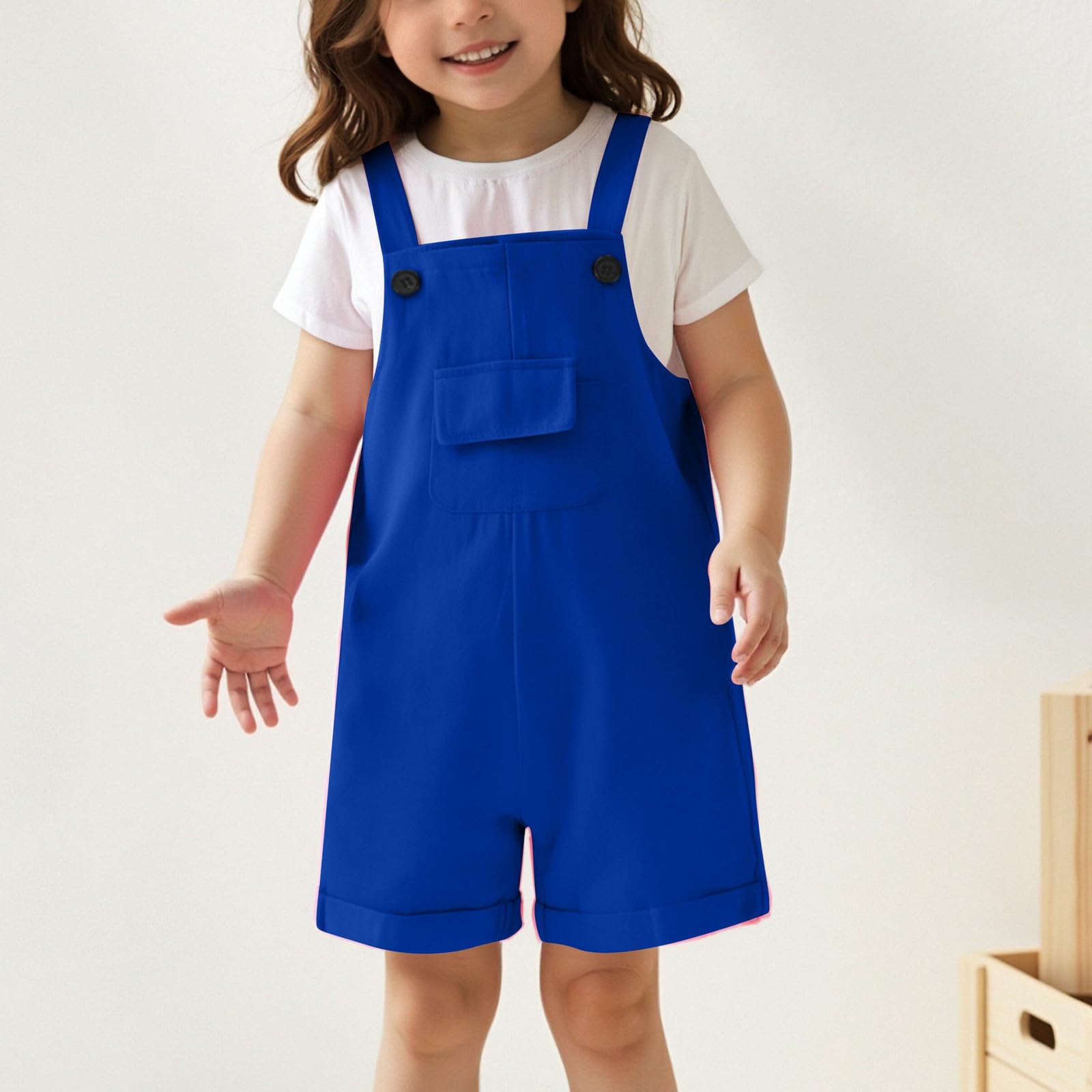 Mono de Trabajo para Niña con Tirantes Color Sólido Actividades Escolares Veraniegas