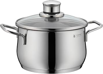 WMF Diadem Plus 9-Piece Cookware Set, Stainless Steel Suitable for Induction, 1 Low Saucepan 20 cm, 3 Saucepans 16 cm, 20 cm and 24 cm, 1 Saucepan 16 cm with 4 Glass Lids
