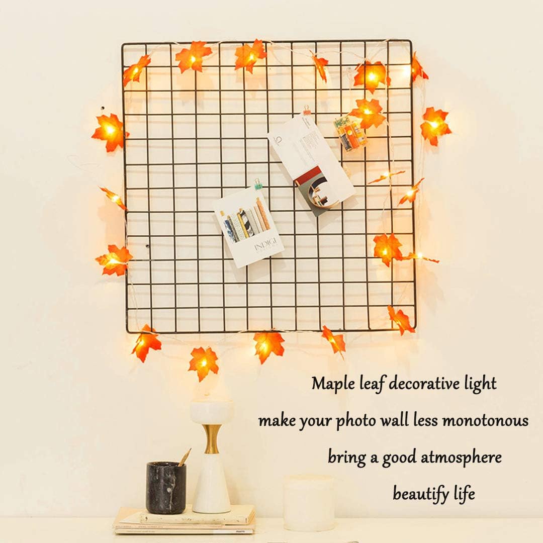 Ainkedin Thanksgiving Decorations, Lighted Fall Garland, Maple Leaf String Lights 10LED 4.9ft, Autumn Garland, for Thanksgiving Decor Halloween Decorations Indoor Fall Porch Decor