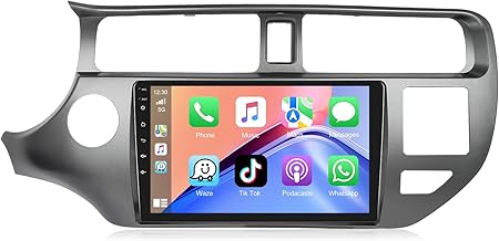 [4+64G] Car Stereo Radio for Kia Rio 2012 2013 2014 with Wireless CarPlay & Android Auto 9 Inch Touch Screen Bluetooth Audio with GPS Navigation Mirror Link WiFi RDS Backup Camera MIC