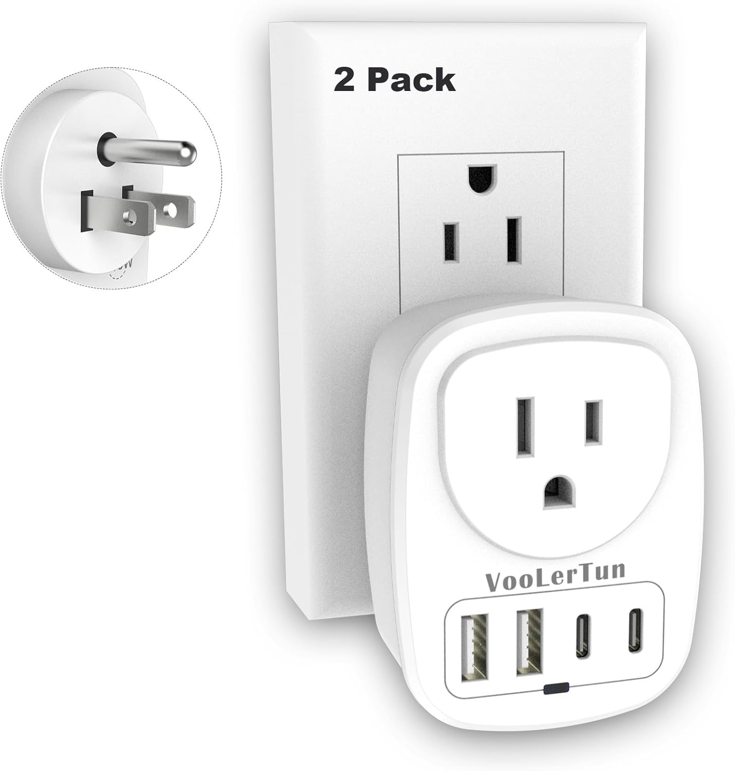 Outlet with USB Ports Cruise Approved Power Strip Wall Outlet Extender Splitter, USB Outlet Plug 2 Pack for Dorm School Office Home Cruise Essentials