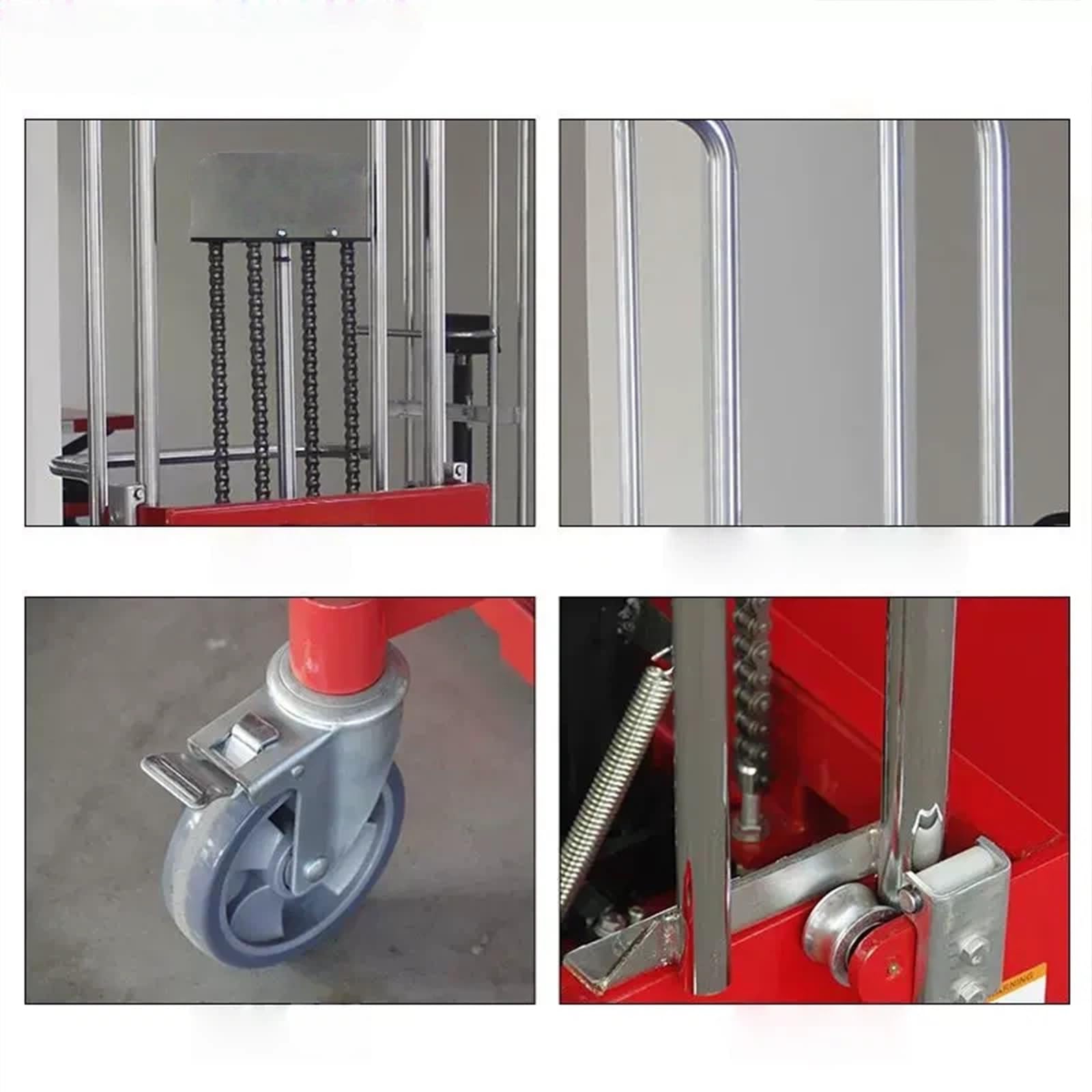 Transpallet Carrello elevatore idraulico manuale, capacità 400 kg, sollevamento 110 cm, con piastra di copertura rimovibile