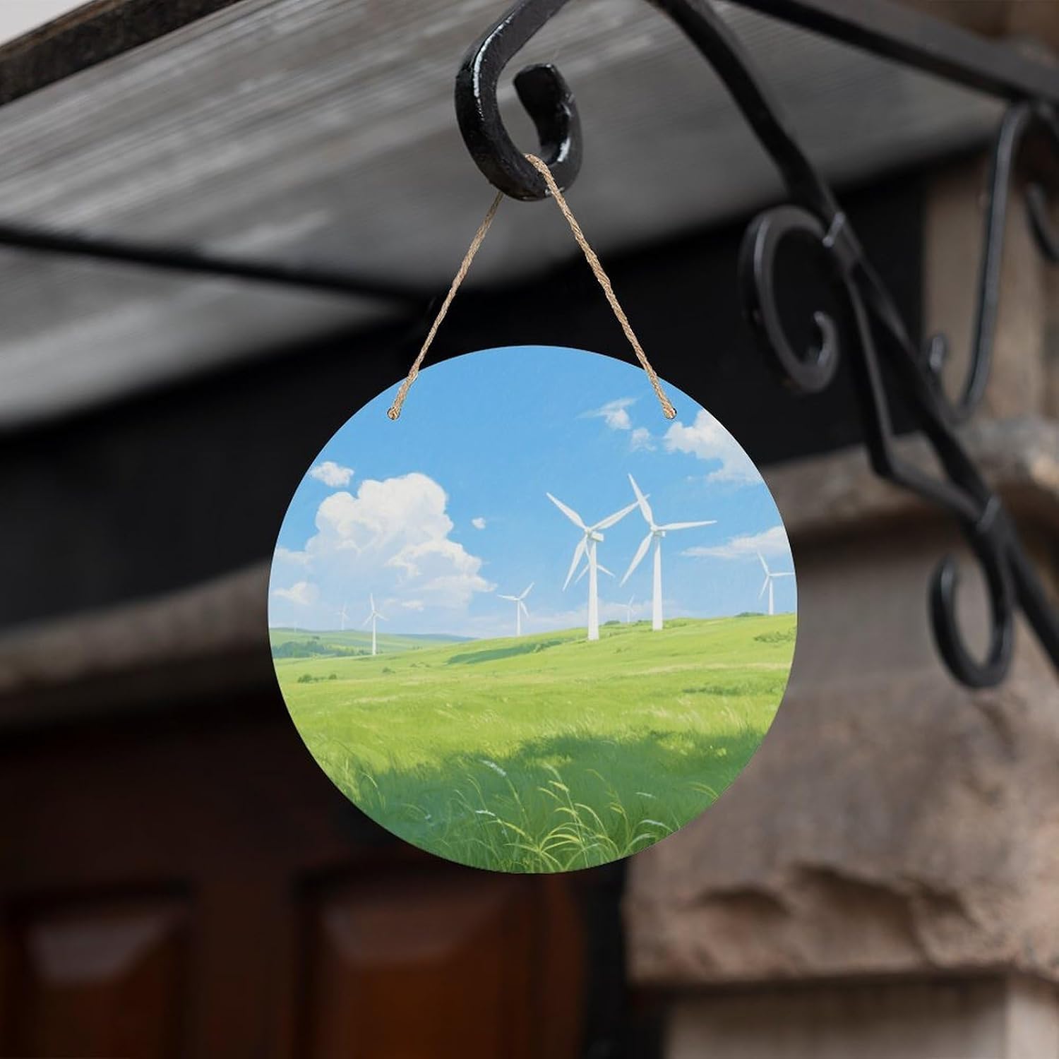 Summer Grassland Windmills Painting Wood Painting
