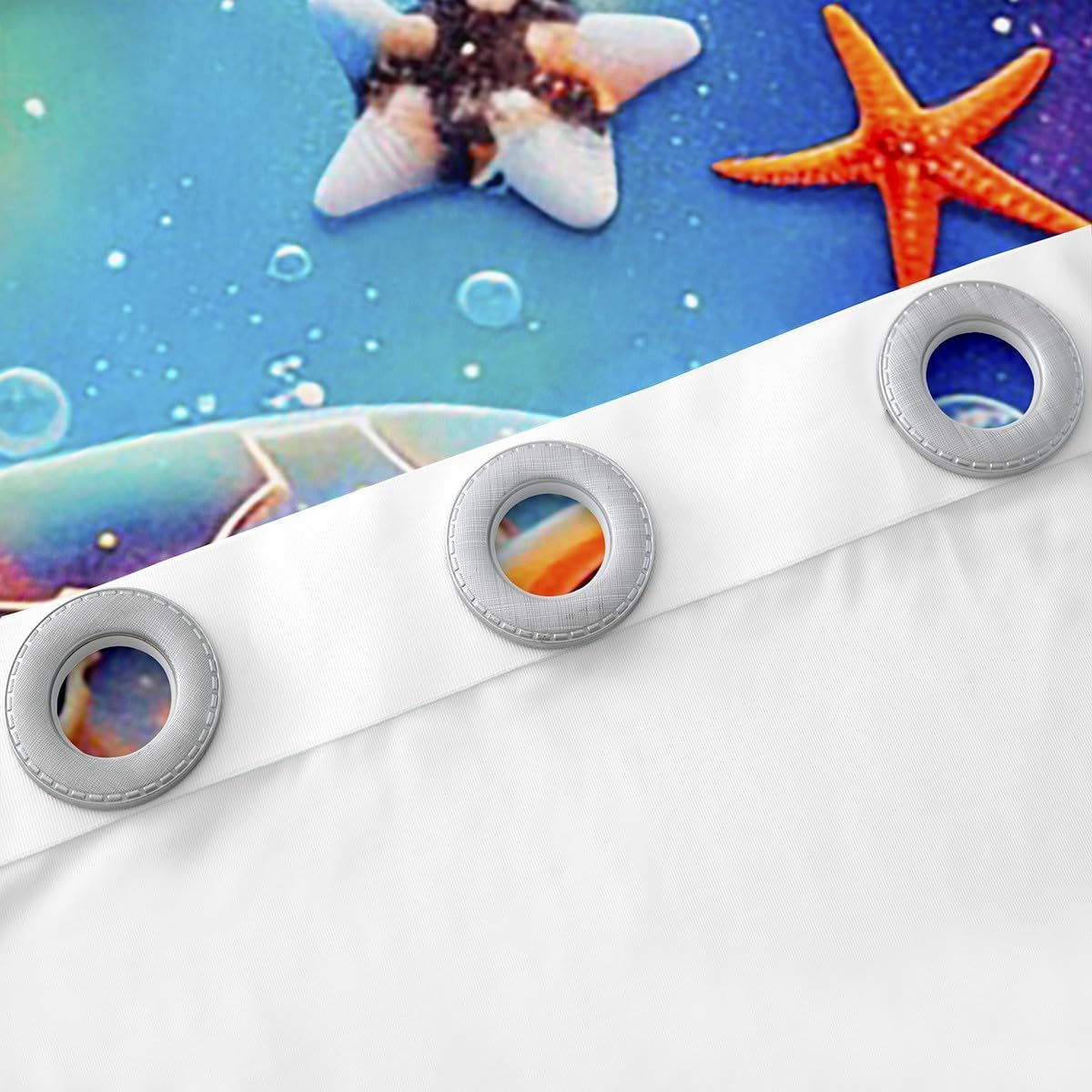 Cartoon Sea Turtle Curtains for Living Room,Diving Tortoise Starfish Undersea Marine Life Window Drapes Blackout 30%-50%,Dreamy Bubbles Navy Starry Glitter Window Treatment 2 Panels,38Wx45L