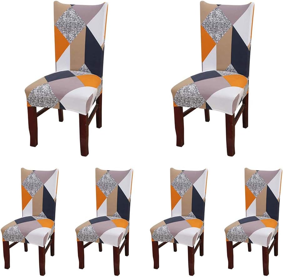 nordmiex Spendex Dining Chair Slipcovers - 6 Pieces Removable Dining Chair Covers Wrinkle and Stain Resistant Chair Protector Fitted Stretch Cushion Covers for Dining Room,-White