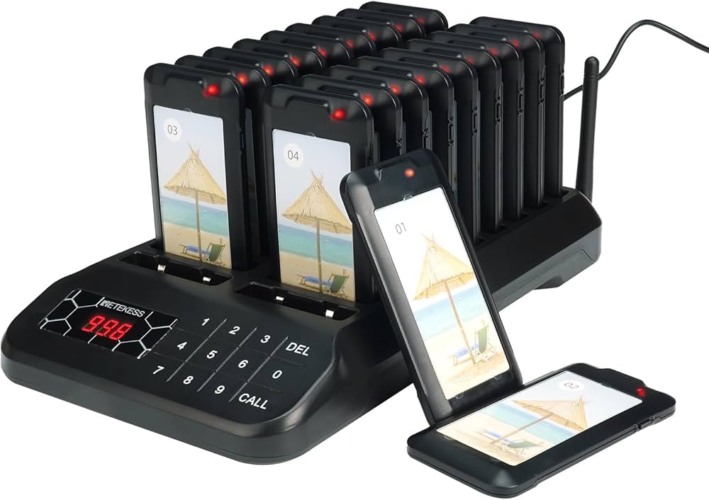 Amazon.com: Retekess TD172 Restaurant Pager System, Queue Calling System,  Vibrating Food Pagers, Turn Off The Beep, Replaceable Stickers, 20 Buzzers  for Restaurants : Electronics