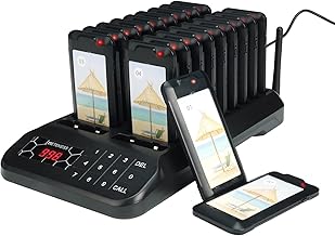 Retekess TD172 Restaurant Pager System, Queue Calling System, Vibrating Food Pagers, Turn Off The Beep, Replaceable Stickers, 20 Buzzers for Restaurants