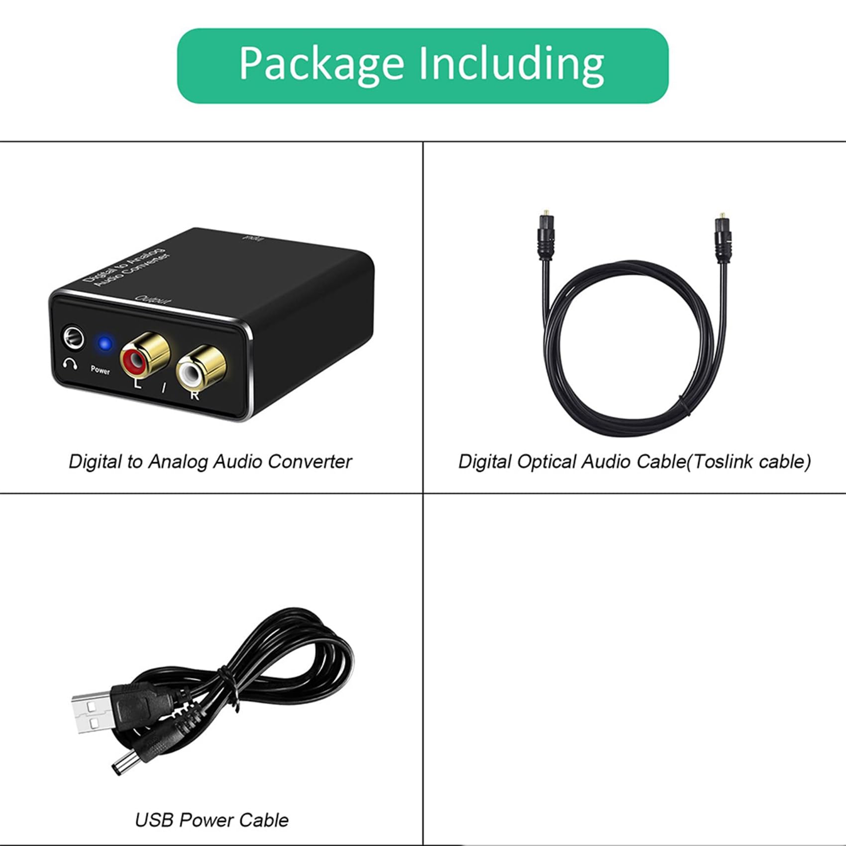 5X Convertisseur Audio NuméRique vers Analogique, NuméRique SPDIF Optique vers Analogique L/R et Adaptateur Audio StéRéO AUX 3,5 mm
