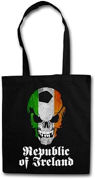 Urban Backwoods Black Classic Republic of Ireland Irish Football Soccer Skull Flag Shopper Reusable Hipster Shopping Cotton Bag