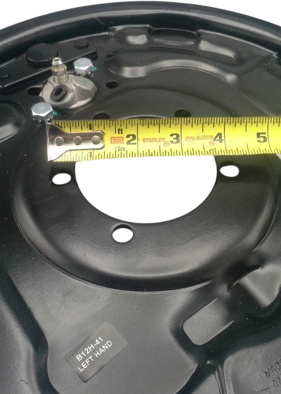 Left Driver Side Hydraulic Brake Backing Plate for Trailer, 12", 5 Bolt, 7000 lb