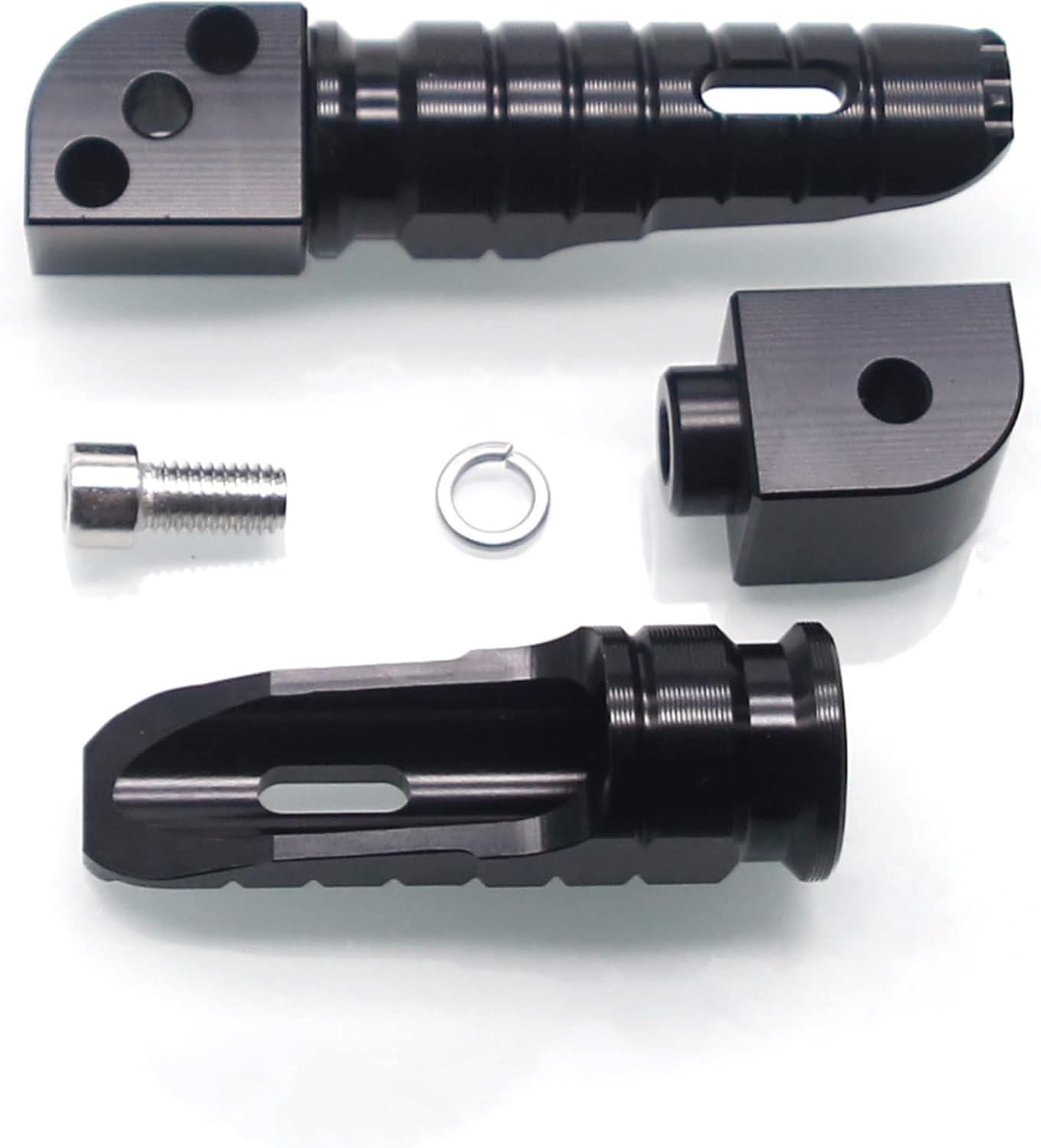 MZS Motorcycle Foot Pegs, Aluminum Passenger Footpeg Rear Footrest Rest Pedal Adjustbale Black Compatible with Z400 Z650 Z900 Z1000 Z1000SX ZX6R ZX10R ZX14R Concours EX 250 300 400 650
